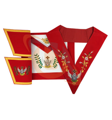 Masonic Rose Croix 18th Degree Handmade embroidery Apron, Gauntlets and Collar Set - kitchcutlery
 - 1